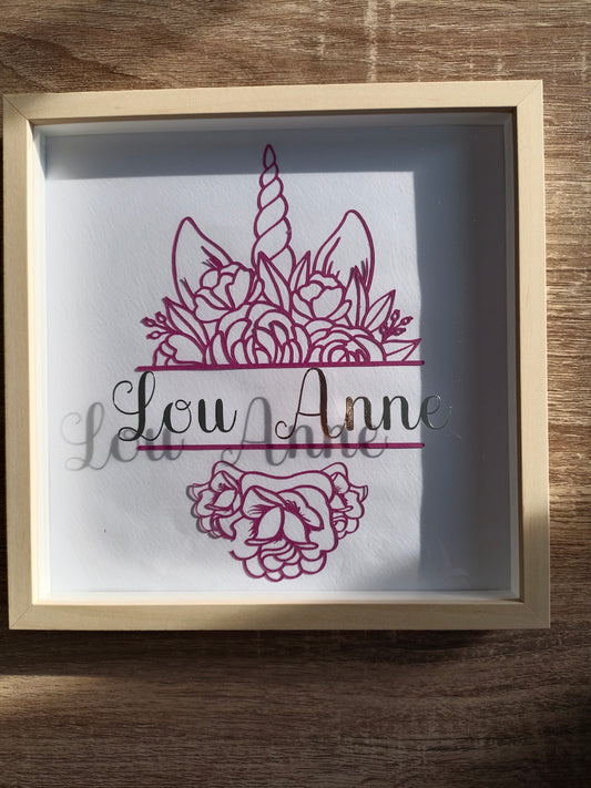 Cadre personnalisé Licorne - Décoration douce pour chambre d'enfant
