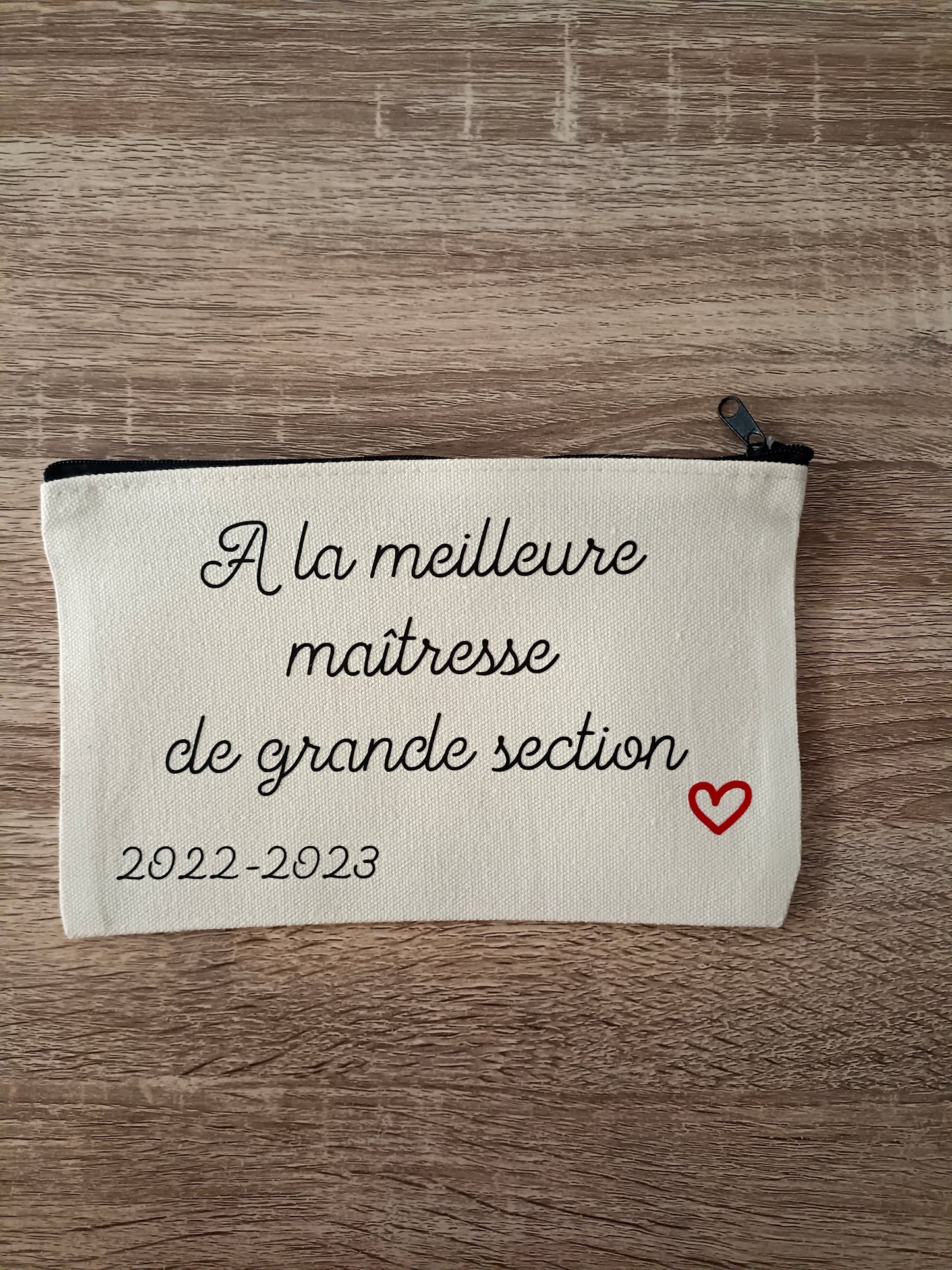 Trousse personnalisée - Beige naturel et fermeture noire