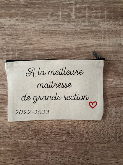 Trousse personnalisée - Beige naturel et fermeture noire