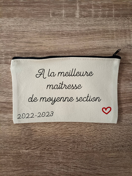 Trousse personnalisée - Beige naturel et fermeture noire