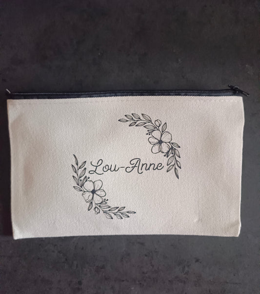 Trousse personnalisée - Beige naturel et fermeture noire