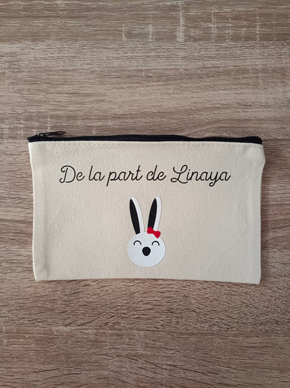 Trousse personnalisée - Beige naturel et fermeture noire