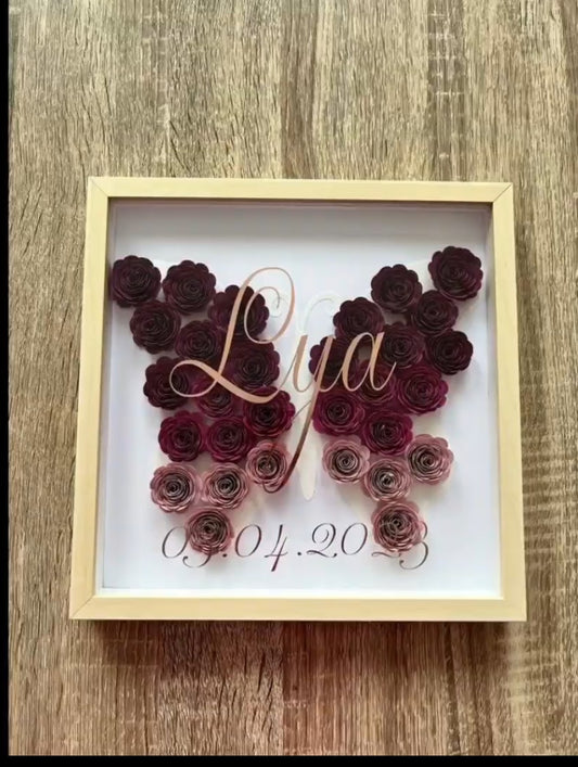 Cadre décoratif papillon violet – Cadeau personnalisé